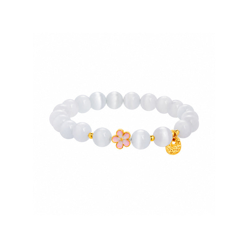 Peach blossom cat-eye glass bracelet on white