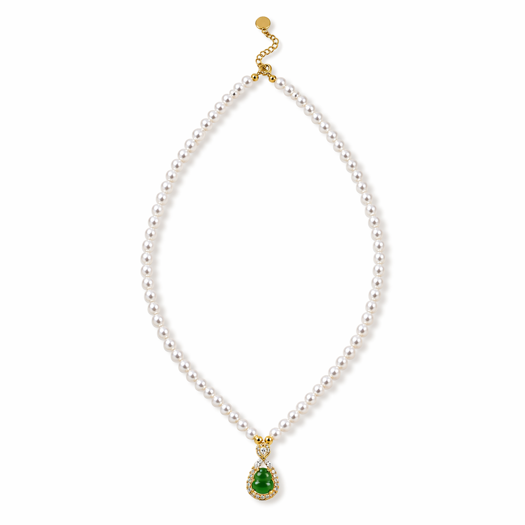 Fortune & Blessing Gourd Pearl Necklace – A Gift of Love, Luck & Prosperity