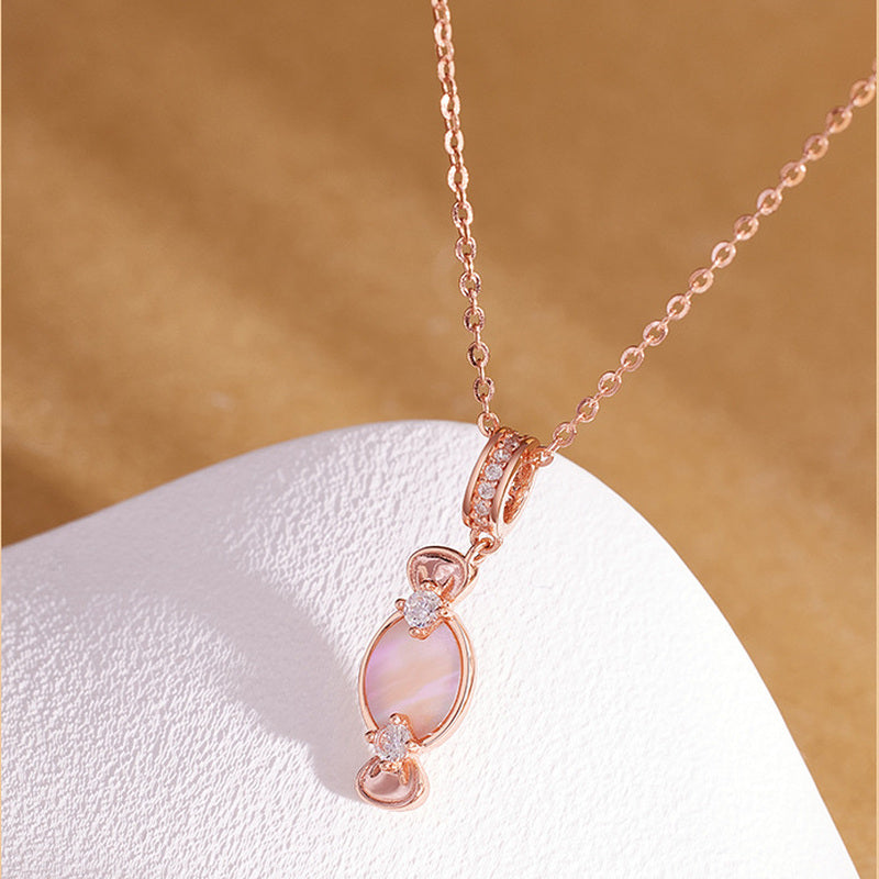 Candy necklace showing synthetic cubic zirconia accents