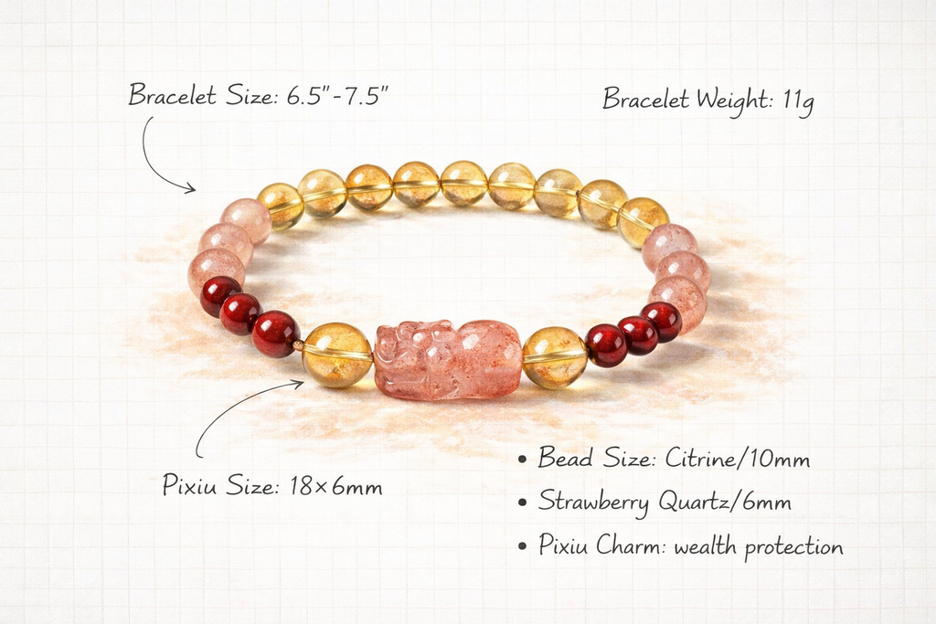 Gentle Attraction Strawberry Quartz Pixiu Bracelet