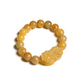 Wealth Guarding Pixiu Golden Silk Jade Bracelet