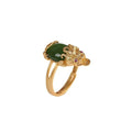 Guardian Prosperity Pixiu Green Jade Gold-Plated Silver Ring