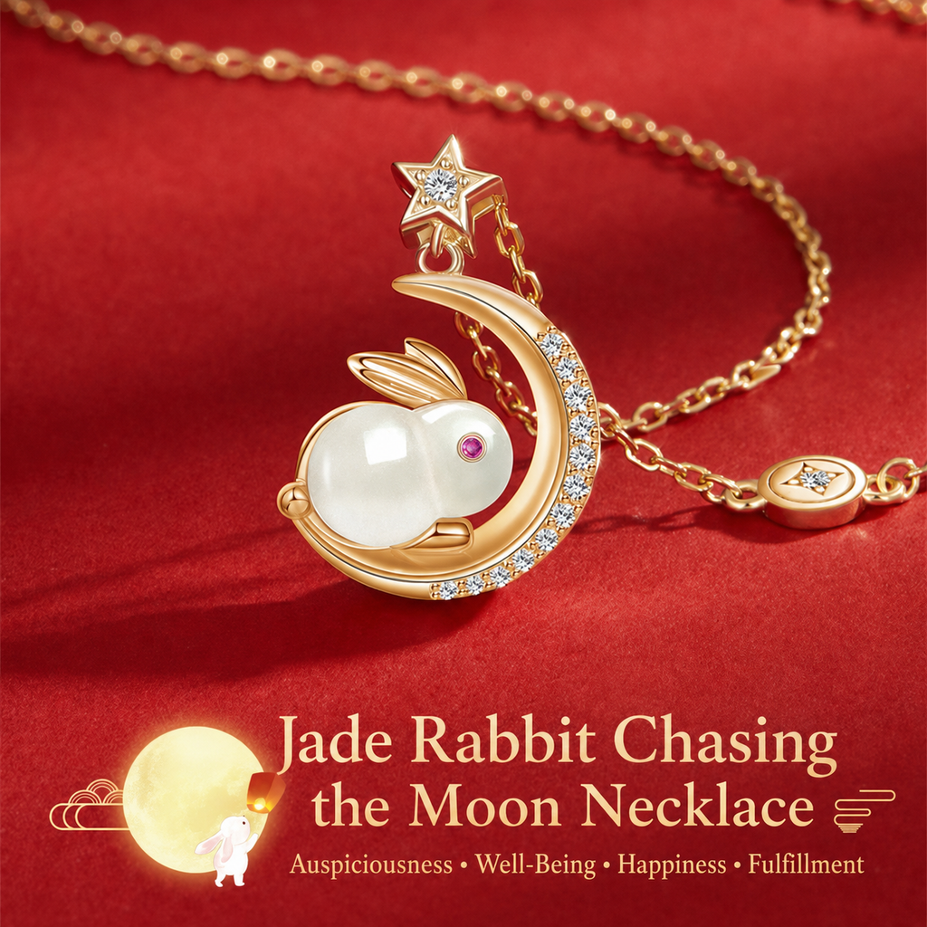 White Jade Rabbit Pendant Necklace-The Jade Rabbit Chasing the Moon