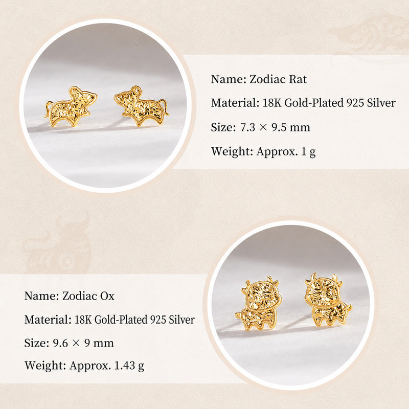 18K Gold-Plated 925 Silver Zodiac Stud Earrings-Your Sign, Your Story