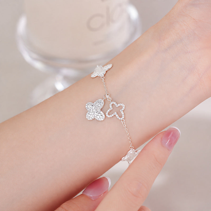 Silver butterfly bracelet - wrist detail