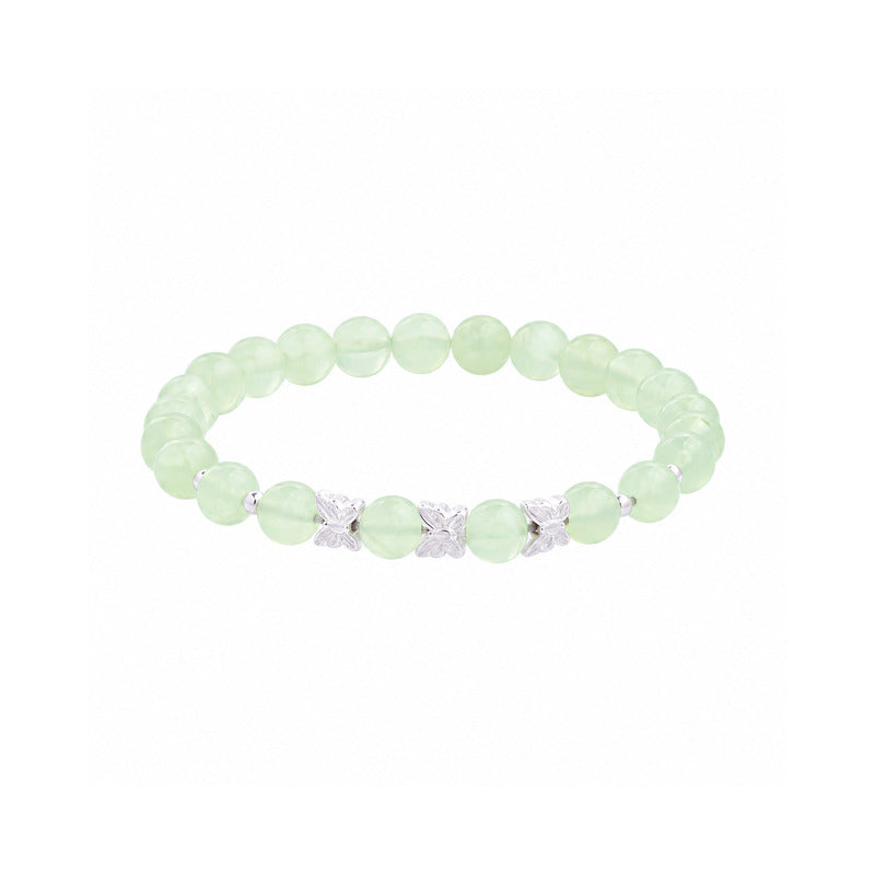 Silver butterfly prehnite bracelet white