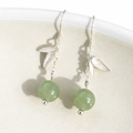 Bamboo Leaf Green Jade Drop Earrings – Gentle Harmony in 925 Sterling Silver