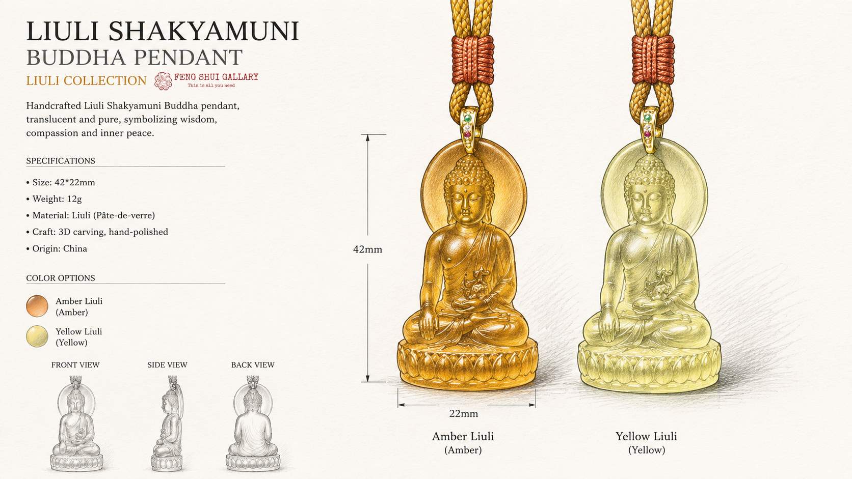 Liuli Shakyamuni Buddha Pendant–Spiritual Protection