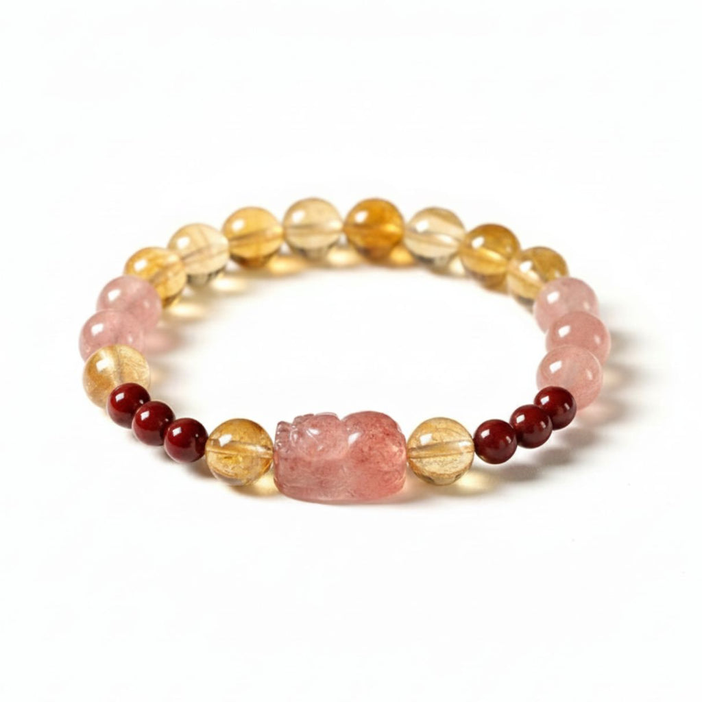 Gentle Attraction Strawberry Quartz Pixiu Bracelet
