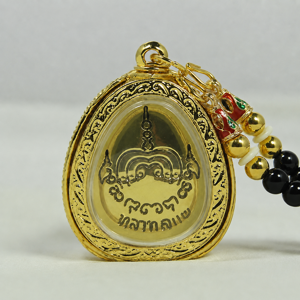 Gold Thai Hide Face Buddha Amulet Pendent