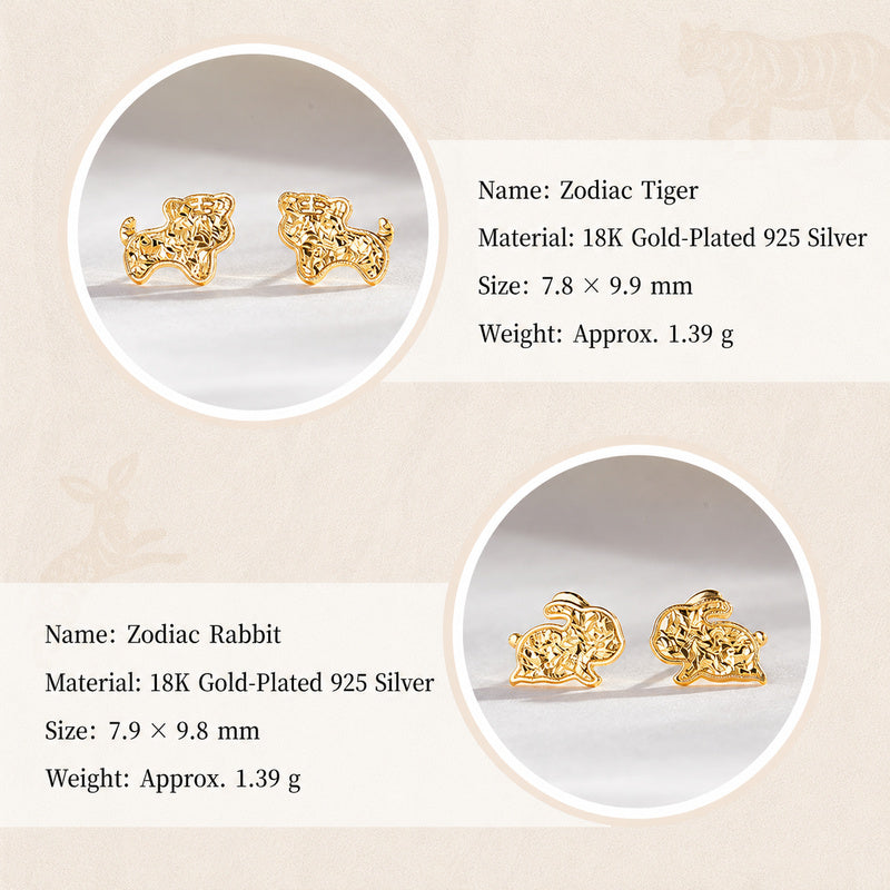 18K Gold-Plated 925 Silver Zodiac Stud Earrings-Your Sign, Your Story