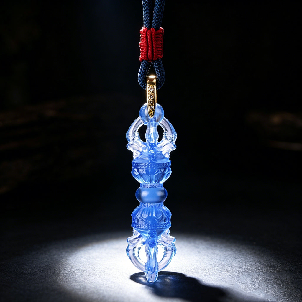 Tibetan Vajra Glaze Pendant Necklace for Mindful Strength