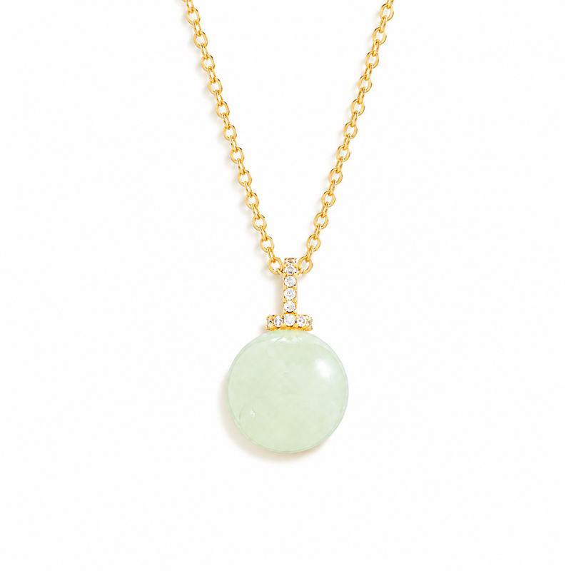 White Nephrite Jade necklace with soft close diagonal shadows
