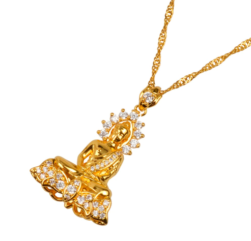 Vintage Tibetan  Buddha  Pendant Necklace - FengshuiGallary