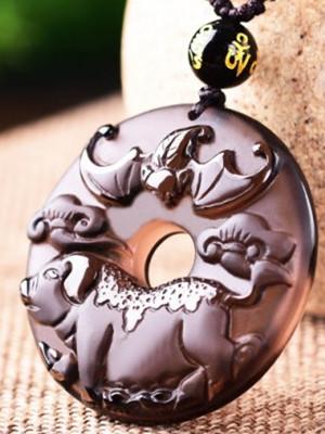 12 Chinese Zodiac Lucky Amulet Ice Obsidian Pendant Necklace - FengshuiGallary