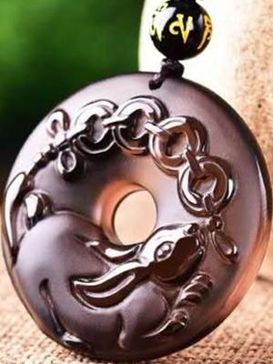 12 Chinese Zodiac Lucky Amulet Ice Obsidian Pendant Necklace - FengshuiGallary