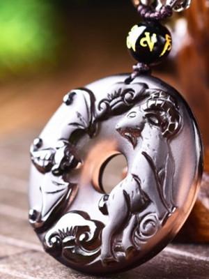 12 Chinese Zodiac Lucky Amulet Ice Obsidian Pendant Necklace - FengshuiGallary