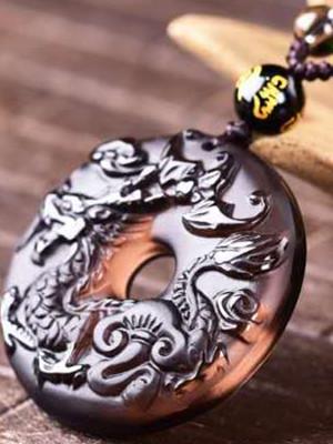 12 Chinese Zodiac Lucky Amulet Ice Obsidian Pendant Necklace - FengshuiGallary