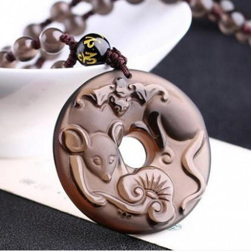 12 Chinese Zodiac Lucky Amulet Ice Obsidian Pendant Necklace - FengshuiGallary