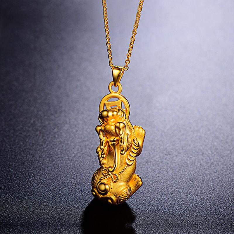 14K Gold Fengshui Pixu Wealth Pendant Necklace - FengshuiGallary