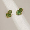 14K Gold Plated Green Jade Stud 925 Silver Earring - FengshuiGallary