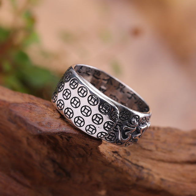 Pixiu Natural Red Garnet Stone Ring - FengshuiGallary