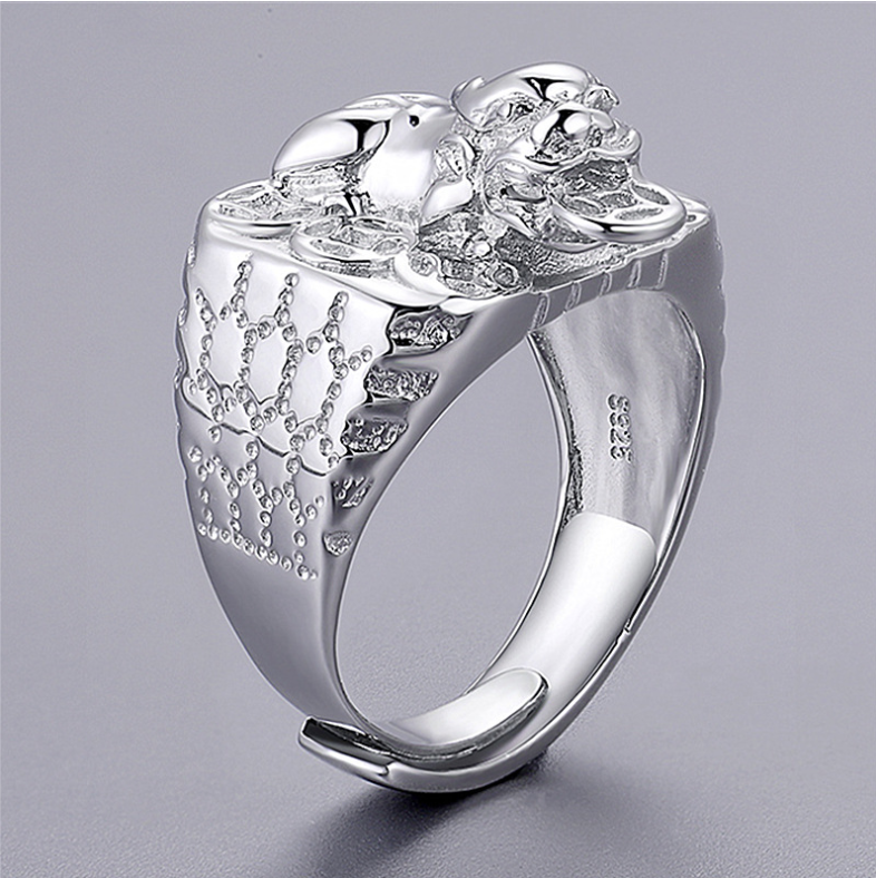 Silver Pixiu Wealth Ring(Adjustable) - FengshuiGallary
