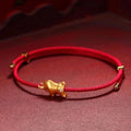 18K Gold Ox Diamond Wealth Red Rope Bracelet 2021 Chinese New Year Wealth Bracelet - FengshuiGallary