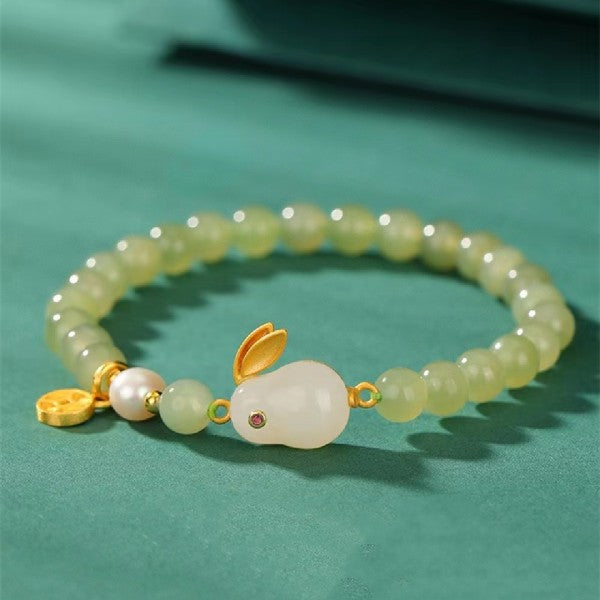 Hetian Jade Rabbit Lucky Beads Bracelet