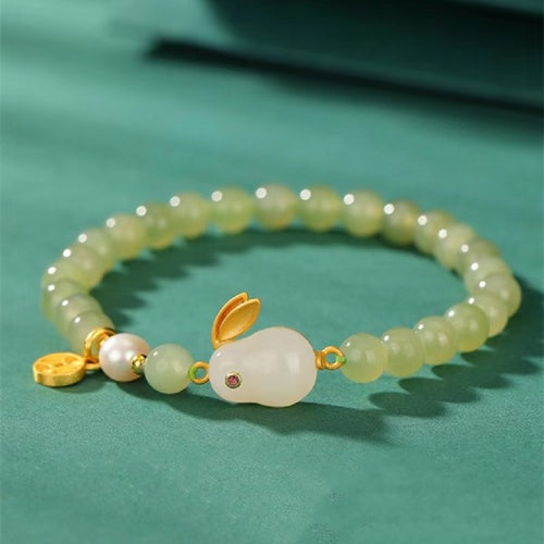 Hetian Jade Rabbit Lucky Beads Bracelet
