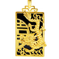 Auspicious Gold Dragon Black Agate Pendant - FengshuiGallary