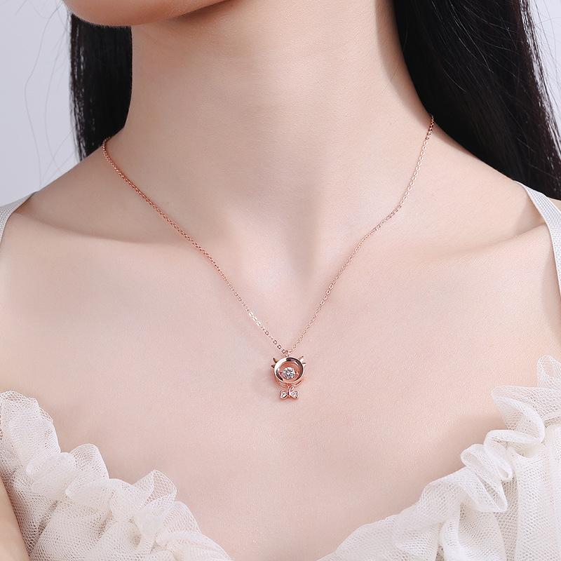 2021 Chinese New Year OX Diamond Rose Gold Pendant Necklace - FengshuiGallary