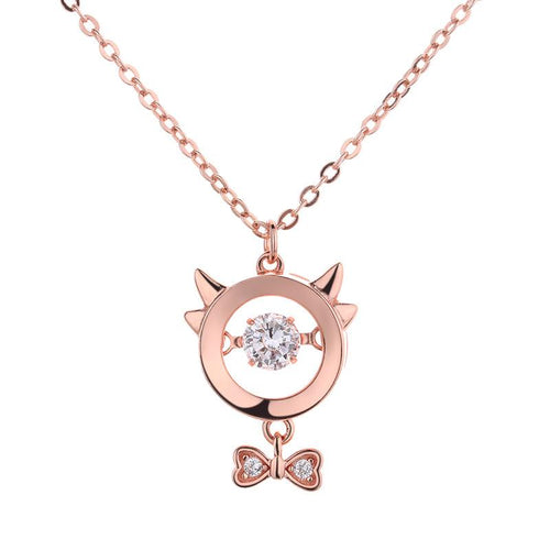 2021 Chinese New Year OX Diamond Rose Gold Pendant Necklace - FengshuiGallary