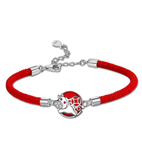 2021 Chinese New Year OX Lucky Coin Red Rope Bracelet - FengshuiGallary
