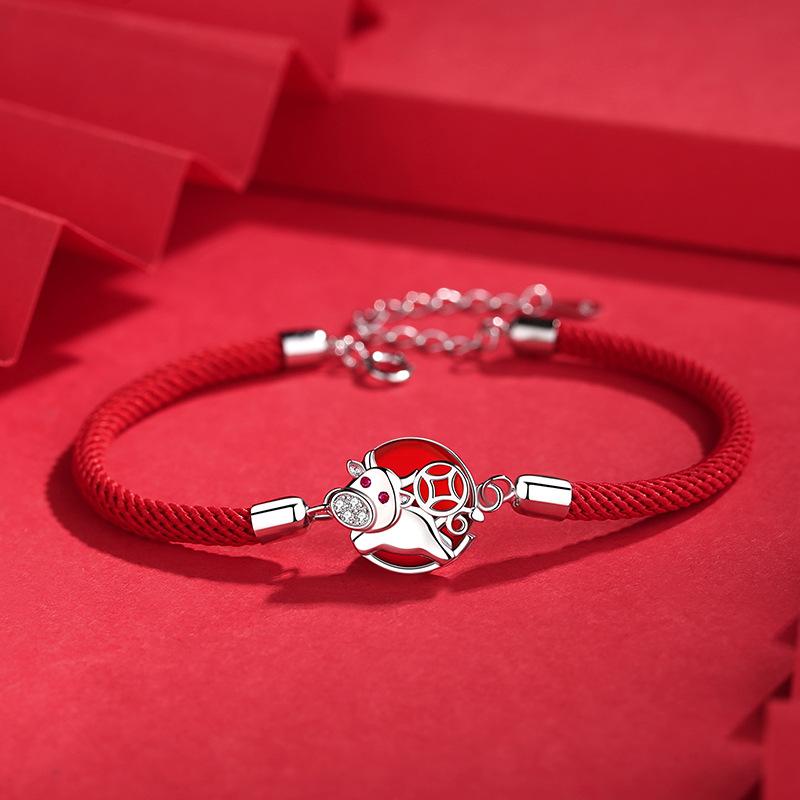 2021 Chinese New Year OX Lucky Coin Red Rope Bracelet - FengshuiGallary