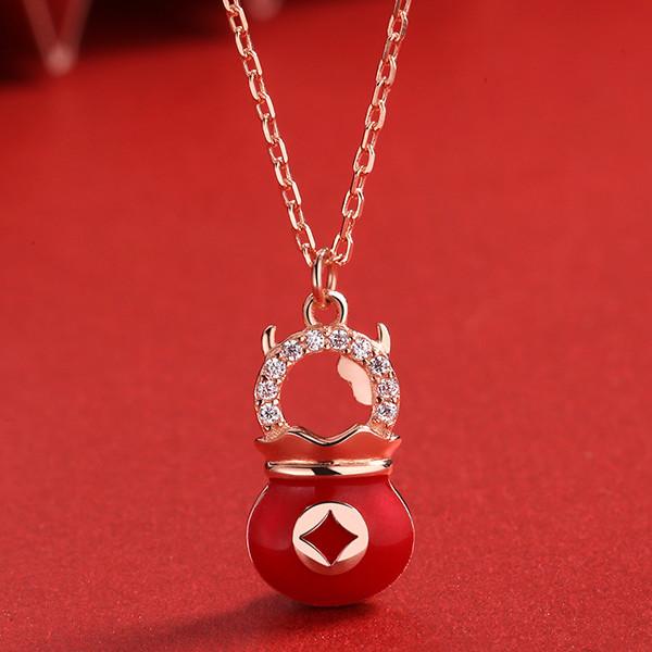 2021 Chinese New Year OX Money Bag Lucky Pendant Necklace - FengshuiGallary