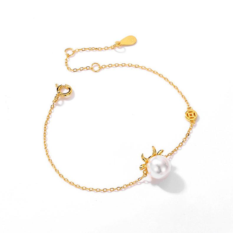 2021 Chinese New Year OX Natural Pearl Gold Lucky Bracelet - FengshuiGallary