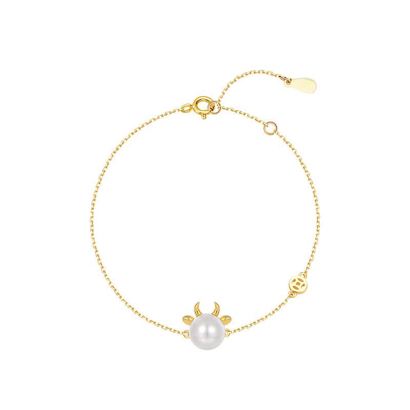 2021 Chinese New Year OX Natural Pearl Gold Lucky Bracelet - FengshuiGallary