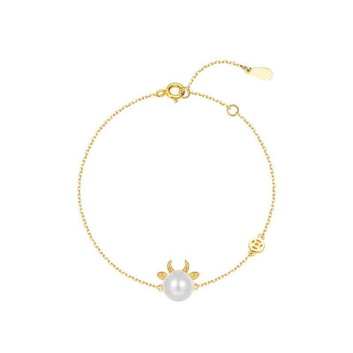 2021 Chinese New Year OX Natural Pearl Gold Lucky Bracelet - FengshuiGallary