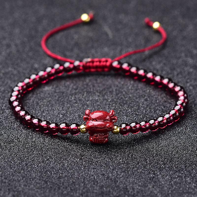 2021 Chinese New Year OX Red Garnet Lucky Bracelet - FengshuiGallary