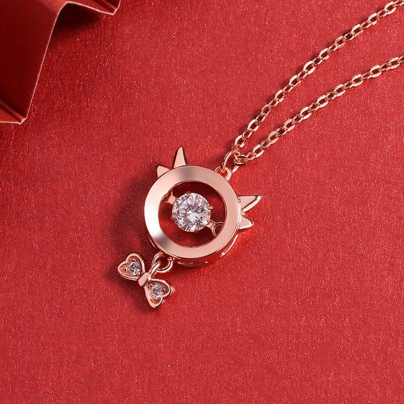 2021 Chinese New Year OX Rose Gold Diamond Pendant Necklace - FengshuiGallary