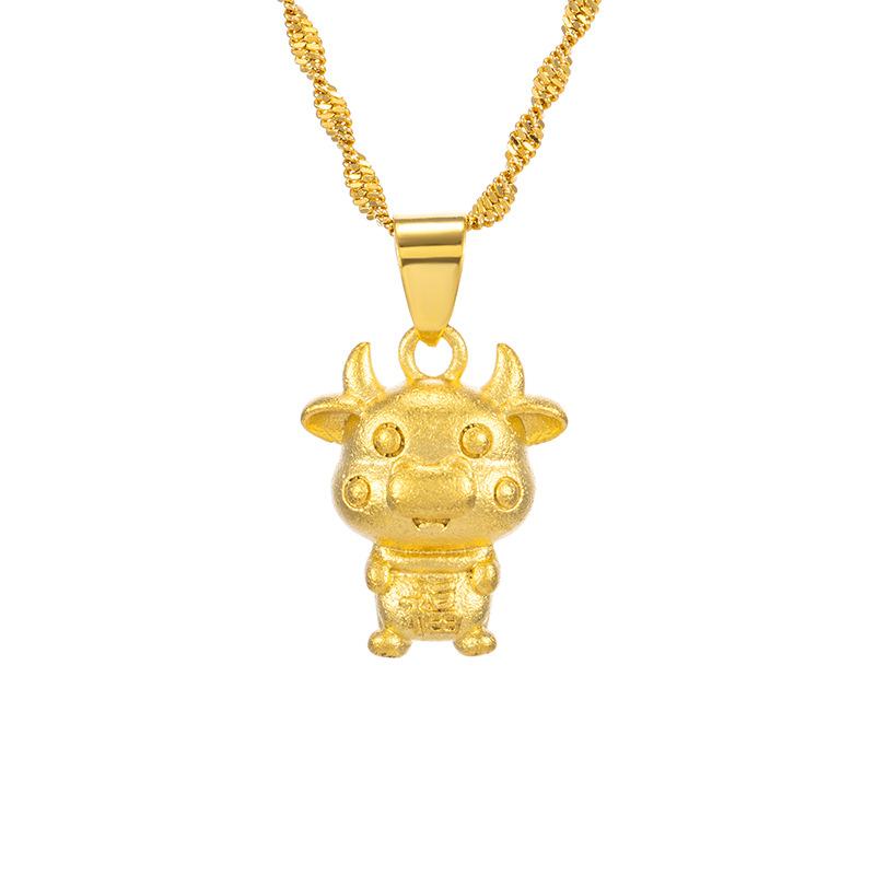2021 Chinese New Year Zodiac OX 24k Gold Pendant Necklace - FengshuiGallary