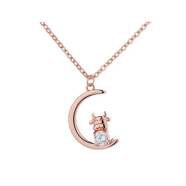 2021 Chinese New Year Zodiac OX Diamond Gold Pendant Necklace - FengshuiGallary