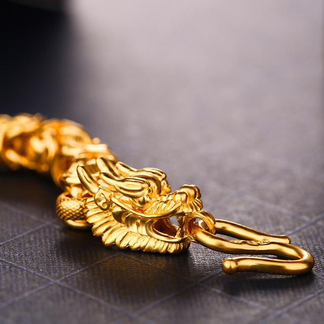 24k Gold Double Dragon Wealth Bracelet - FengshuiGallary