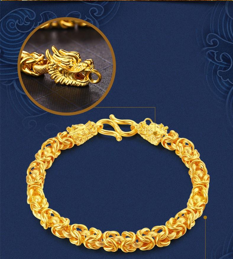 24k Gold Double Dragon Wealth Bracelet - FengshuiGallary