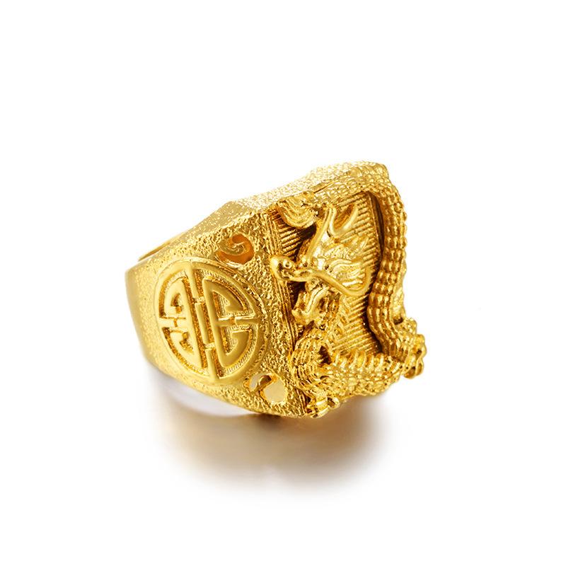 24k Gold Dragon Wealth Ring - FengshuiGallary