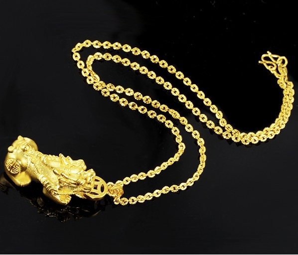 24K Gold Fengshui Pixu Wealth Pendant Necklace - FengshuiGallary