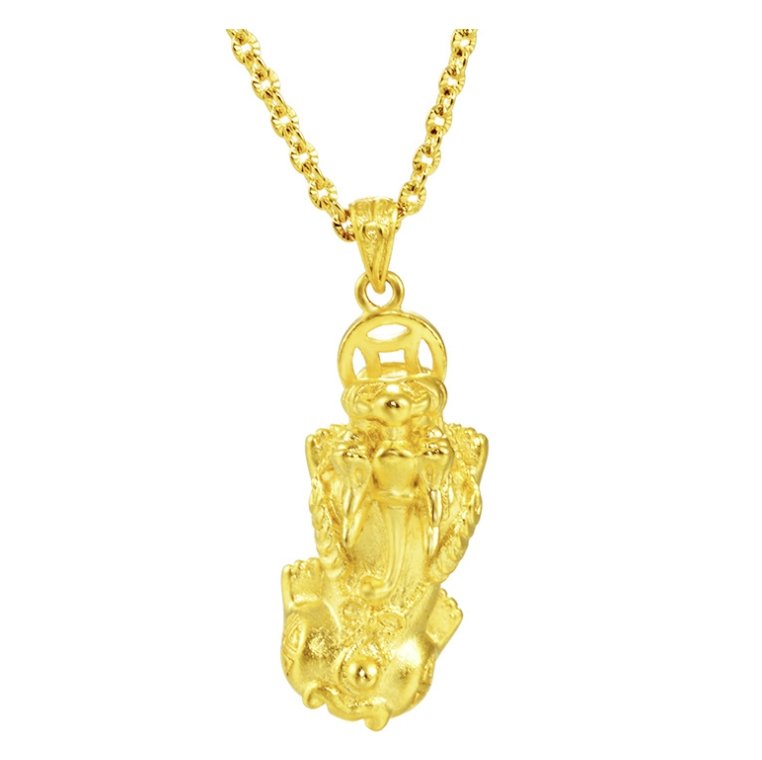 24K Gold Fengshui Pixu Wealth Pendant Necklace - FengshuiGallary