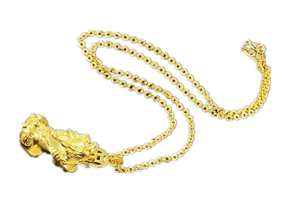 24K Gold Fengshui Pixu Wealth Pendant Necklace - FengshuiGallary