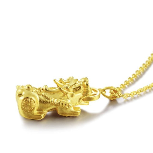 24K Gold Fengshui Pixu Wealth Pendant Necklace - FengshuiGallary